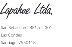 Lapahue Ltda. San Sebastian 2881, of. 301 Las Condes Santiago, 7550118